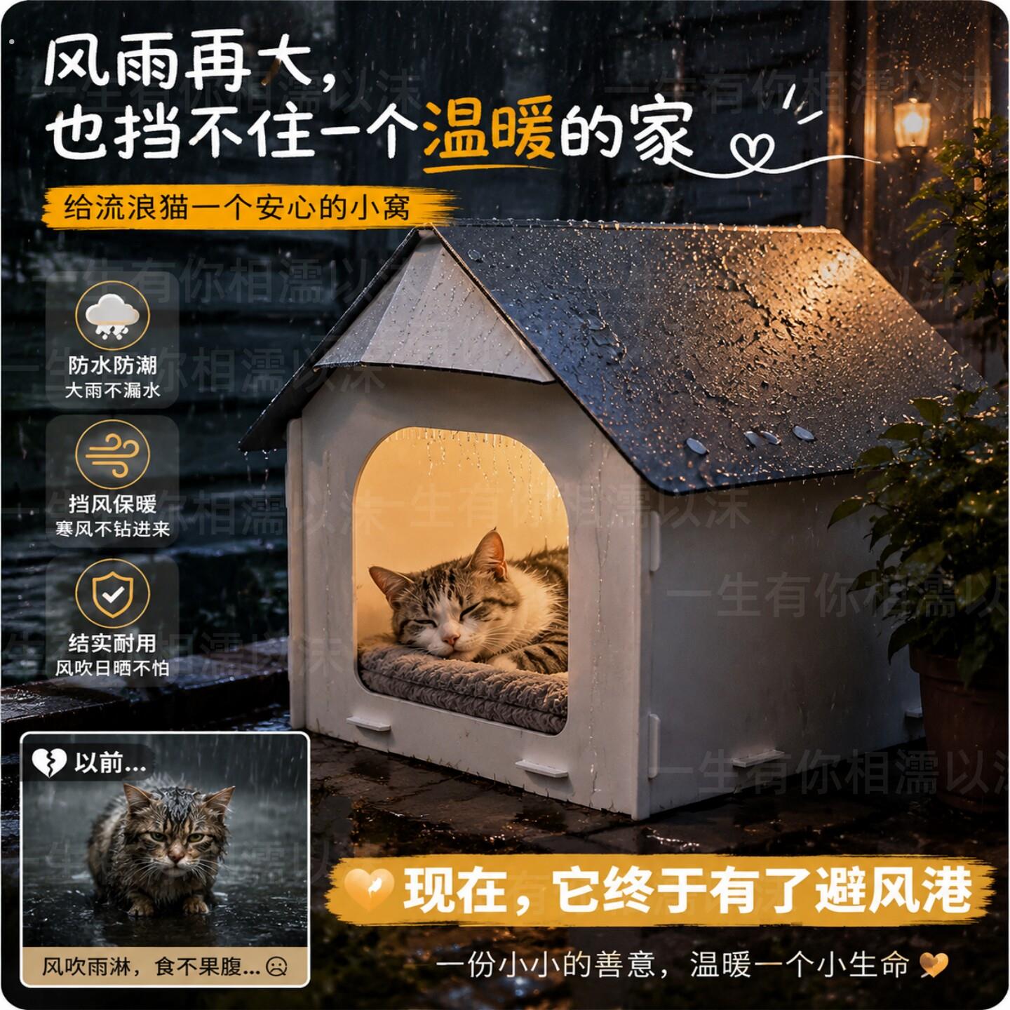 流浪猫户外窝喂食器太空舱半封闭式安全感防雨防风防潮食屋遮雨棚