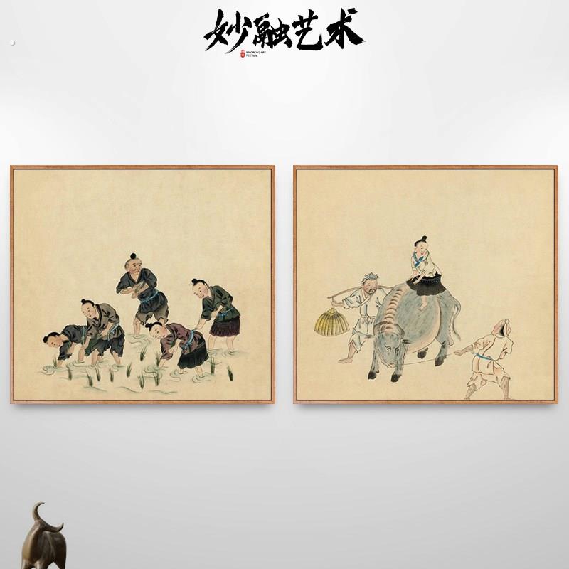 黔苗图苗族人物画少数民族特色民俗画壁画走廊装饰画过道竖版挂画
