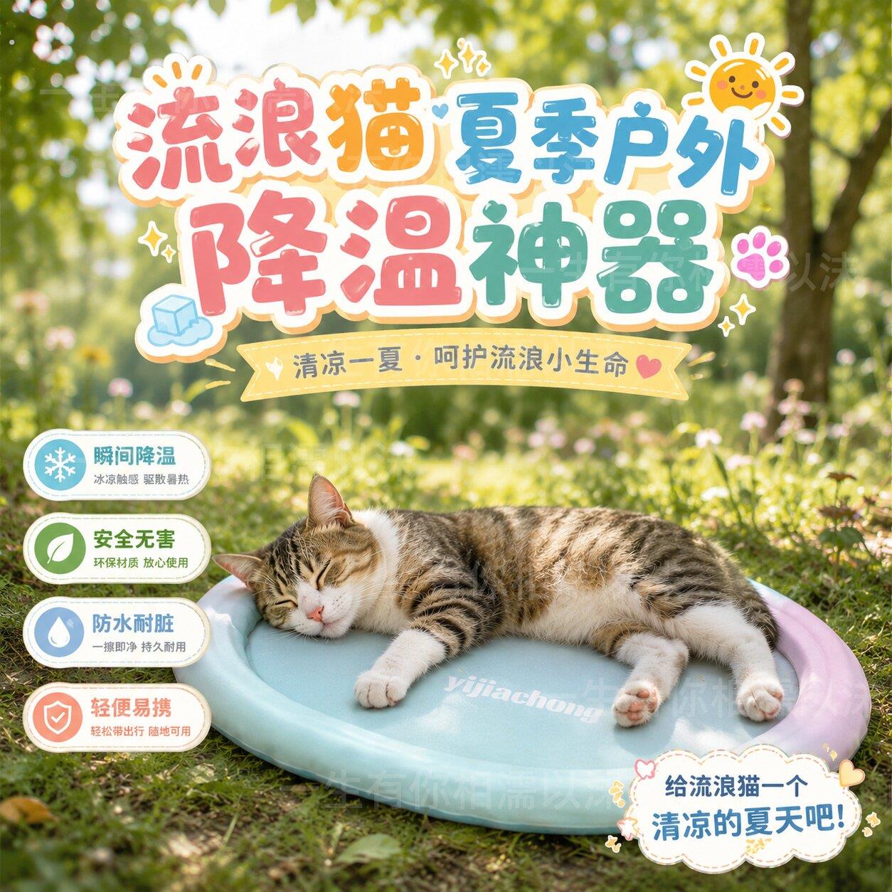 流浪猫夏季户外降温神器冰垫夏天冰窝凉席睡垫降温窝凉垫耐咬垫子