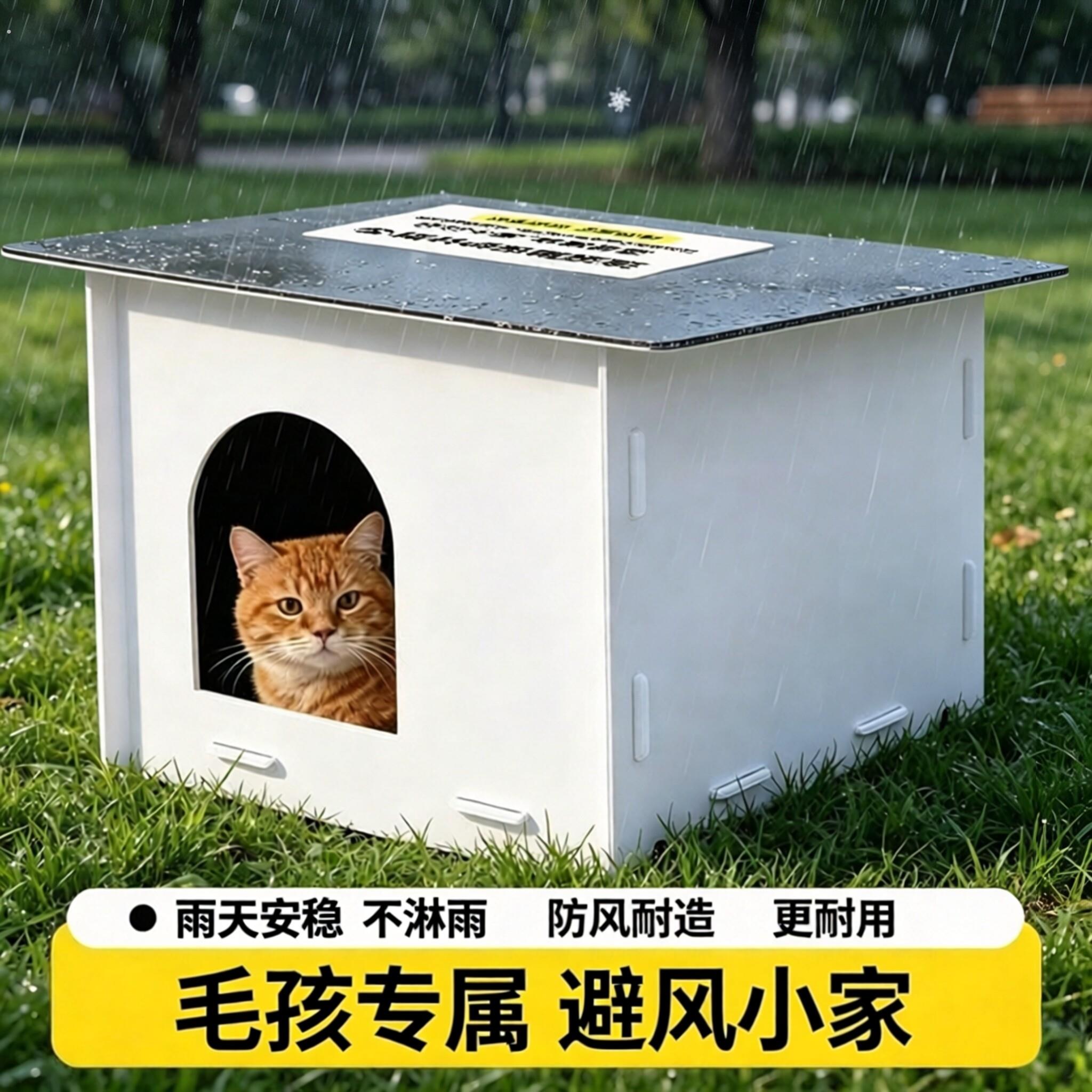 流浪猫户外窝喂食屋半封闭式安全感防雨防潮流可饮食夏季睡觉专用