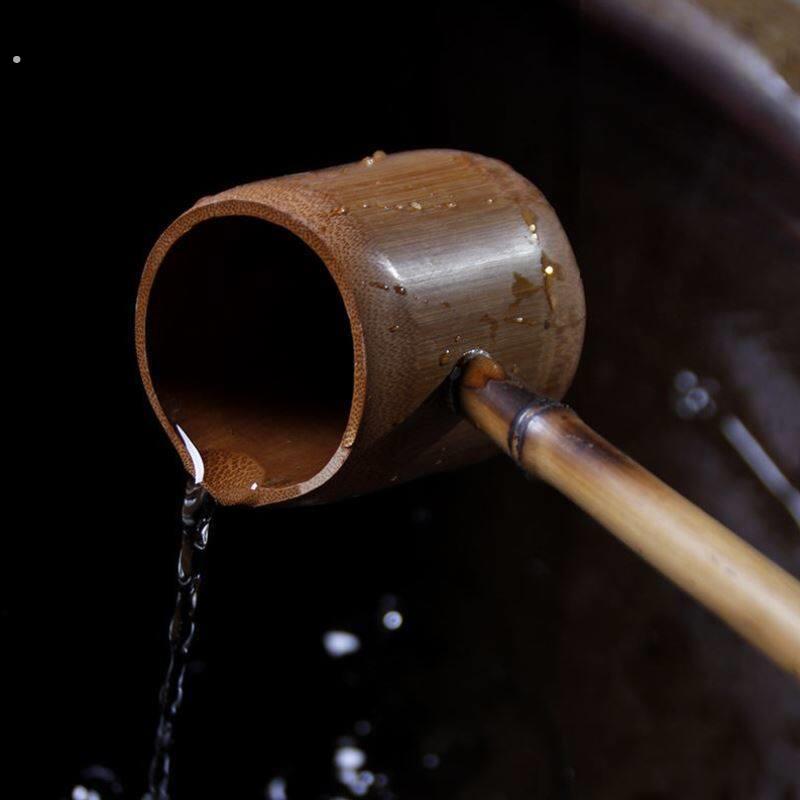 分茶茶打舀舀水勺日式勺长柄配件勺茶道酒器水瓢竹子竹竹勺勺子