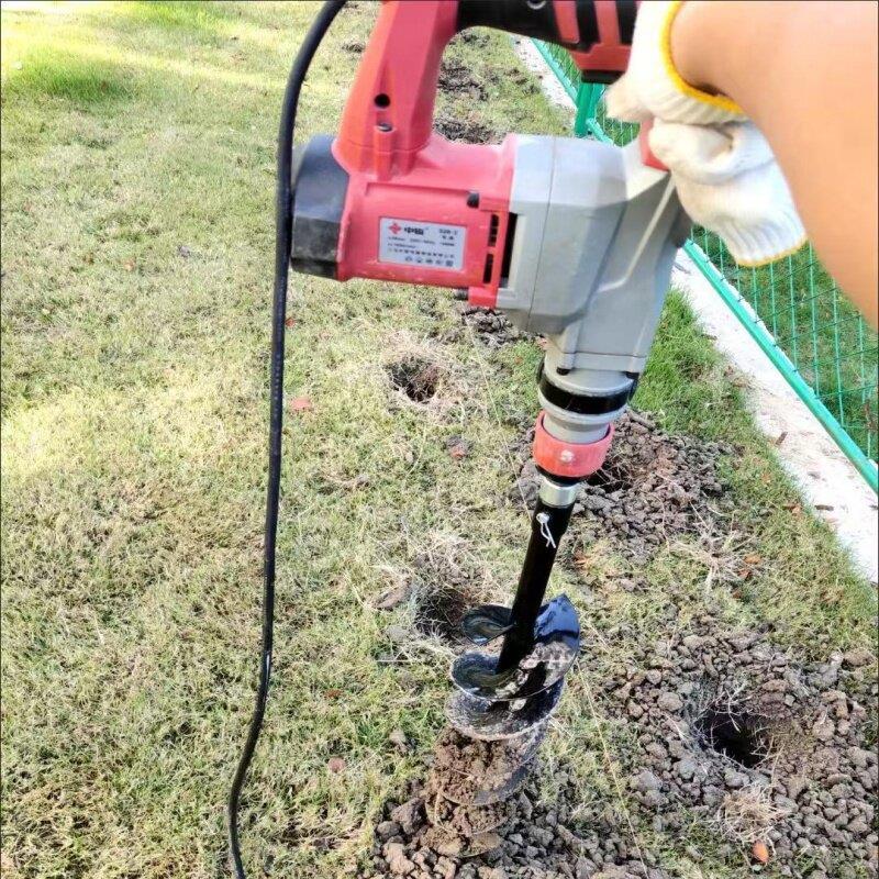 电锤钻打洞神器钻硬土挖坑栽树大棚插管农用土地电钻孔机工具钻头