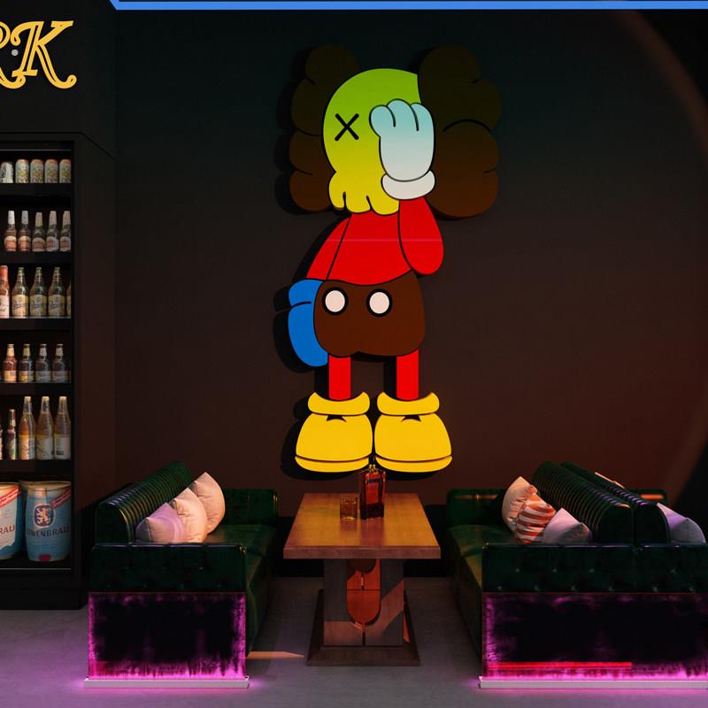 网红拍照区烧烤店装饰品创意墙面清酒吧直播间场景布置咖啡工业风