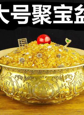 黄铜聚宝盆摆件双龙铜盆家居客厅店铺装饰工艺礼品摆饰开 业礼品