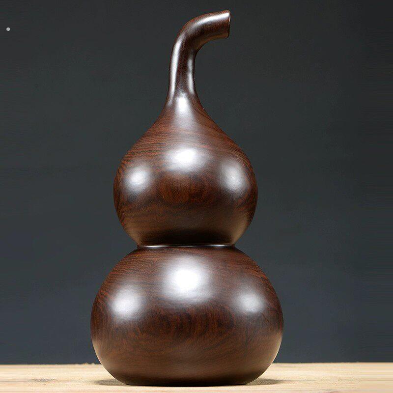 黑檀木雕葫芦摆件家居客厅玄关仿古实木葫芦客厅装饰红木工艺品