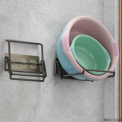 加粗特厚不锈钢脸盆架脸盆收纳层架挂钩壁挂免打孔置物架