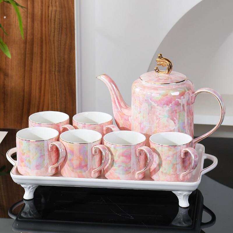 轻奢高档陶瓷结婚水具家用客厅水杯茶具茶杯套装待客杯具乔迁整套