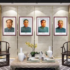 毛席像墙画风教念办公室电视柜框爷书法饰注气景择国面毛注席挂画
