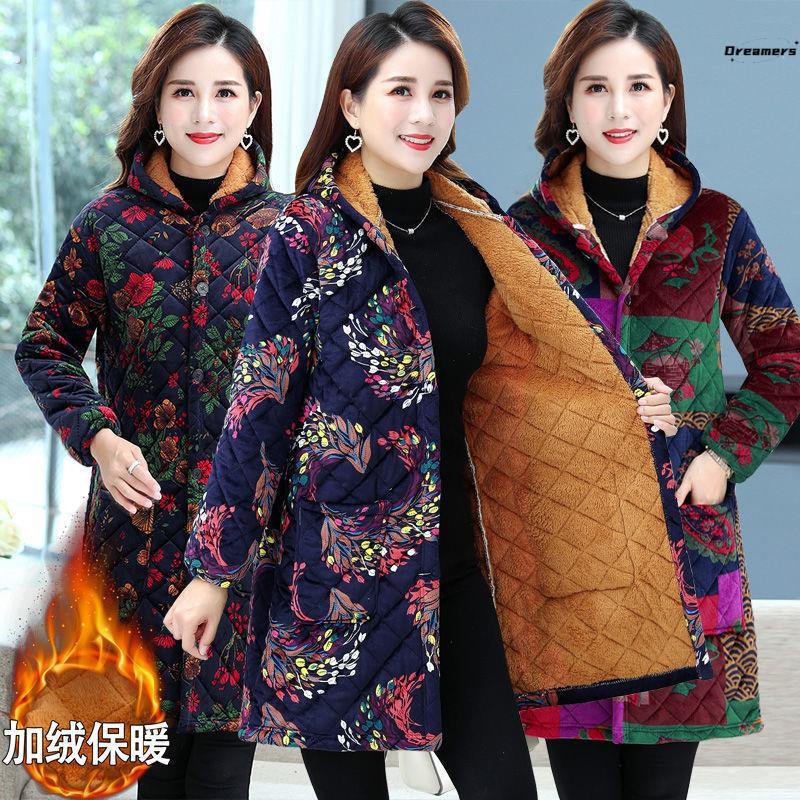 。加绒加厚罩衣女新款女士洋气厚款女款工作服珊瑚绒中老年三层夹