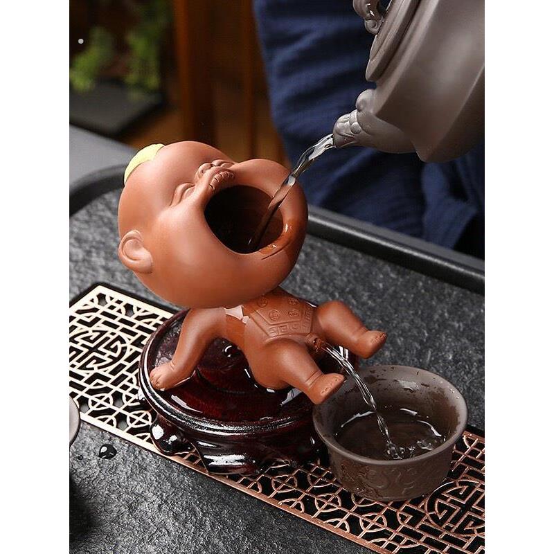 紫砂尿童茶宠摆件可养家用茶盘撒尿娃茶玩小孩喷水道配件袖珍茶趣