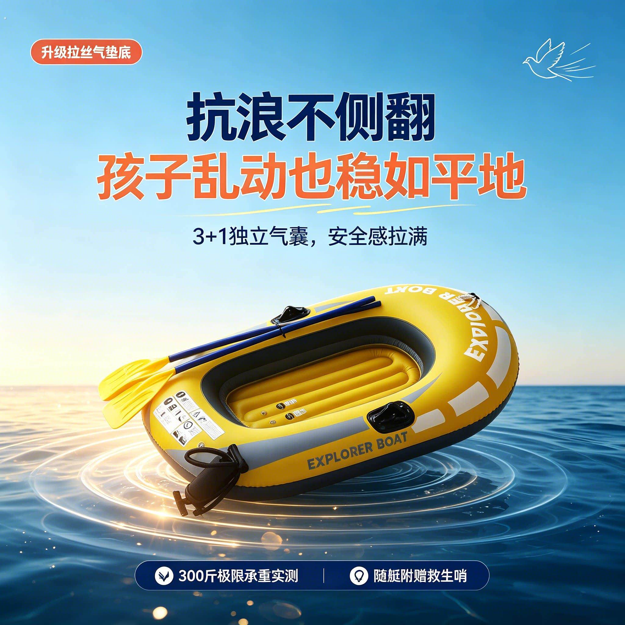 自动充气折叠便携救生船专用加厚耐用皮艇救援艇应急防洪抢险