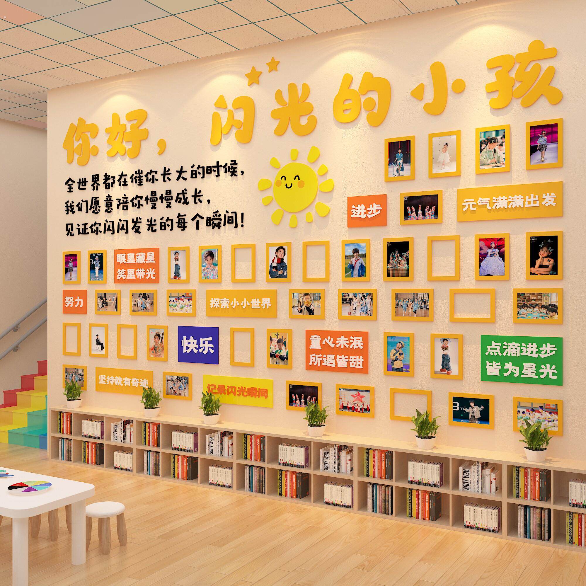 培训机构照片墙面装饰压克力美术舞蹈教室学员风采展示幼儿园环创