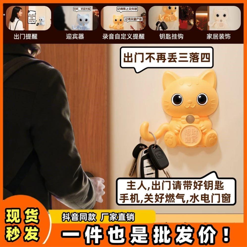 出门提醒器自动智能感应老人防忘带钥匙挂钩语音神器家用门铃琨珝