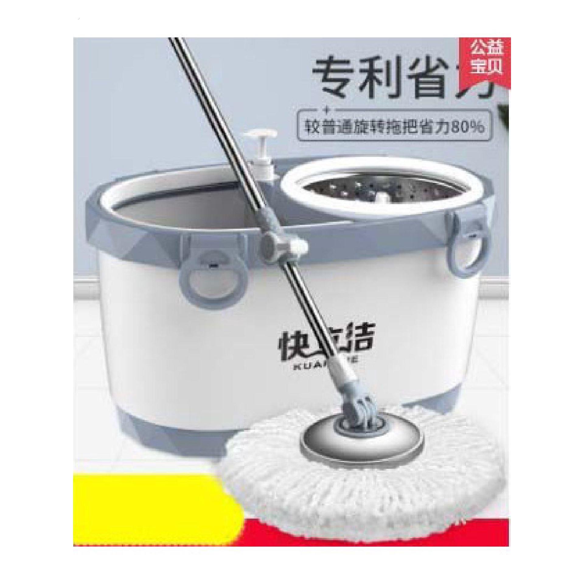 快立洁拖把杆旋转通用拖布免手洗家用地拖自动甩水一拖带墩布桶净
