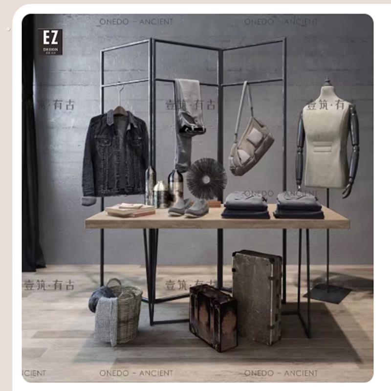 服装店展示架落地式挂衣架衣服架货架牛仔裤展架折叠屏风隔断架子