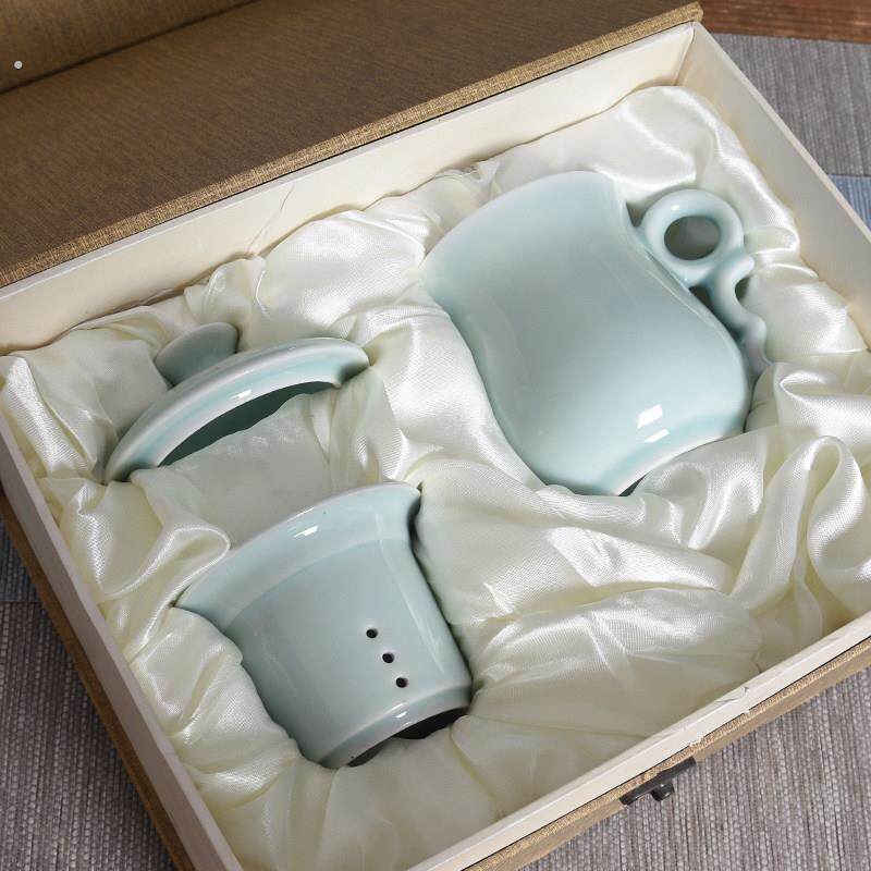 龙泉青瓷茶具茶杯茶水分离杯男女士精致泡茶用会务盖杯送礼定制杯