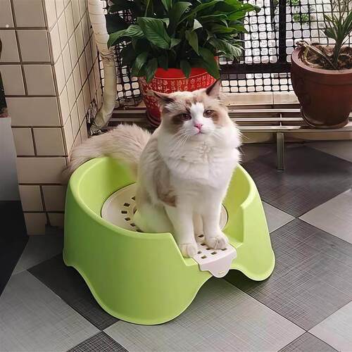 蹲厕猫砂盆防飞溅蹲式猫咪厕所双层猫马桶训练器封闭式防臭猫屎盆