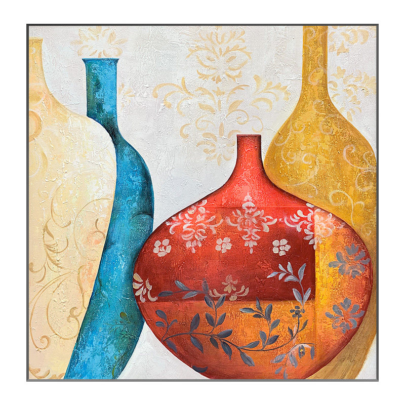 手绘花瓶油画入门玄关客厅餐厅装饰画轻奢高级感美式法式艺术挂画
