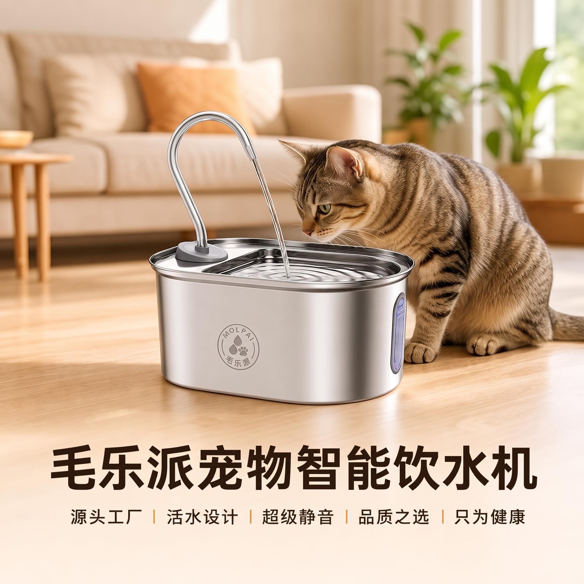 毛乐派不锈钢宠物饮水机猫咪喝水宠物智能饮水机/净水