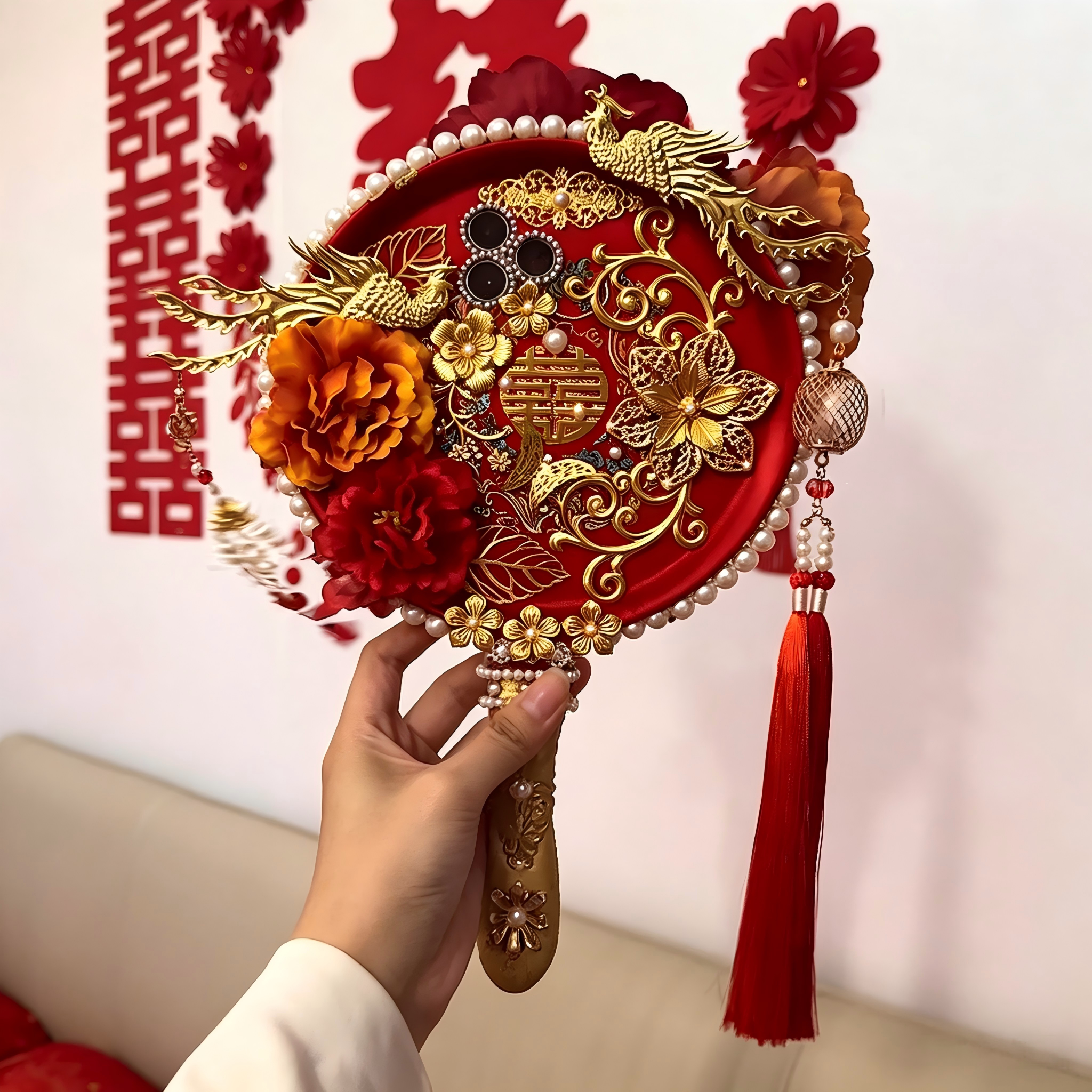 闺蜜送的新婚礼物，团扇手机壳