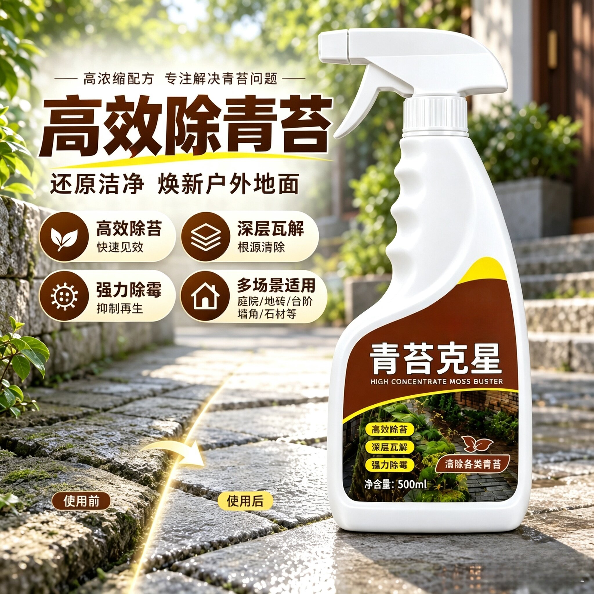 地面青苔清理路面墙面青苔清洁剂防滑倒预防青苔再生藻类WT