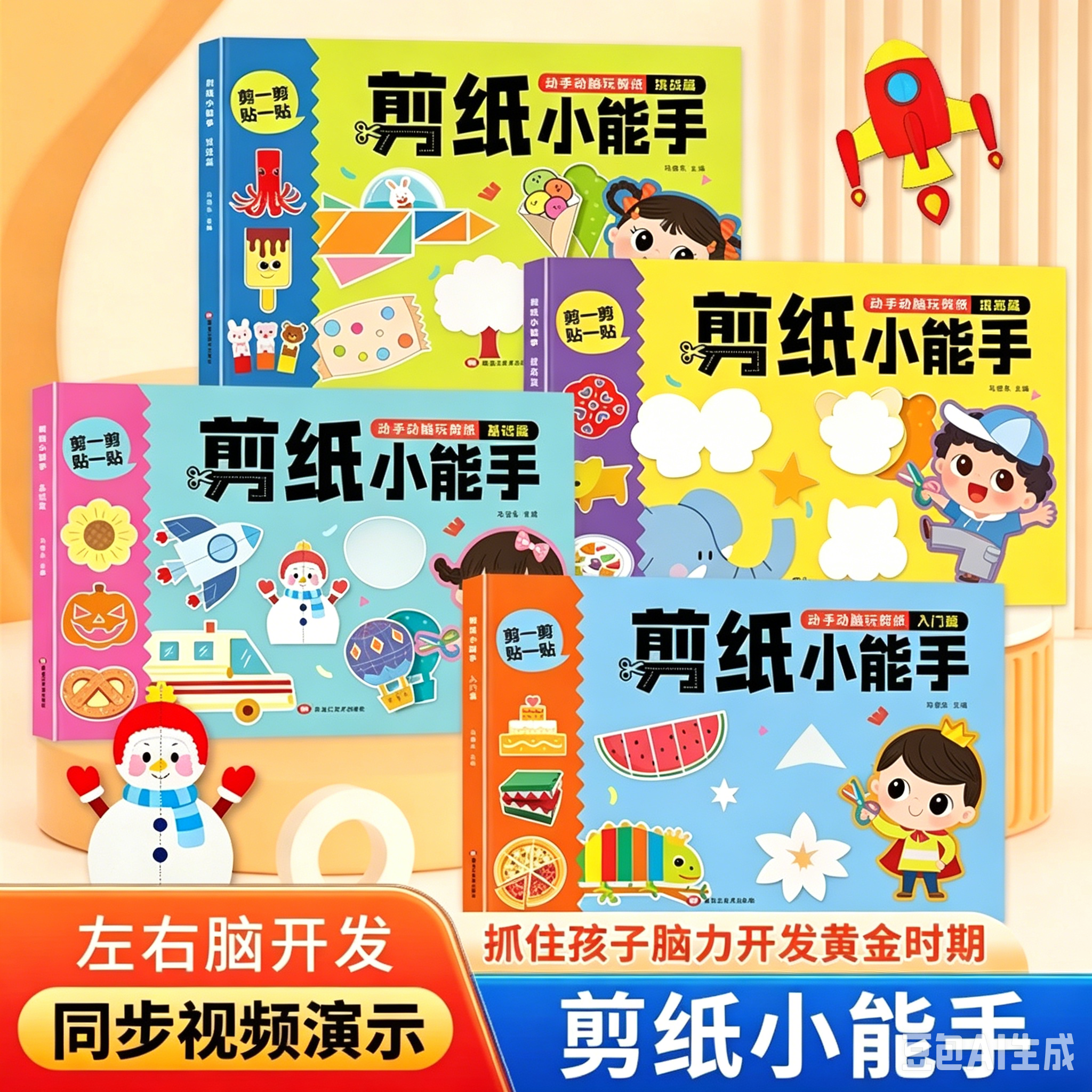 儿童剪纸小能手幼儿园2-3到6岁宝宝手工早教趣味剪纸书-WT