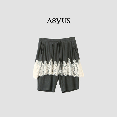【新品】 ASYUS 2026夏季新款 女装假两件睫毛花边针织裙裤