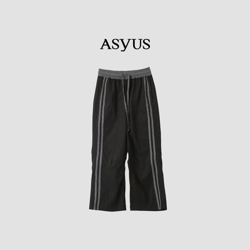 【新品】ASYUS 2026秋季宽松休闲百搭女士撞色边运动八分裤