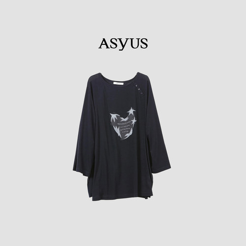 【新品】 ASYUS 2026夏季新款 女装露肩八分袖爱心印花T恤
