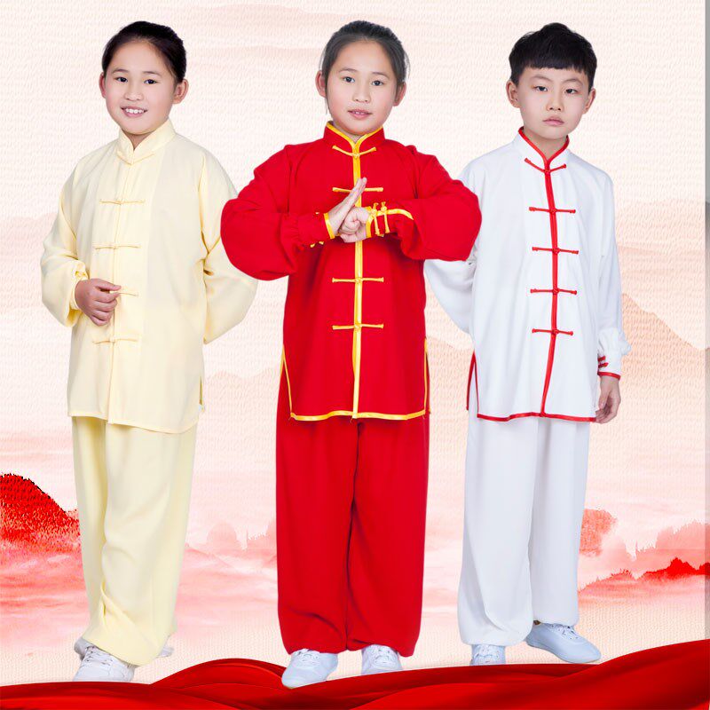 春秋儿童太极服中学生太极拳女童学生白色武术服装男童红色比赛服