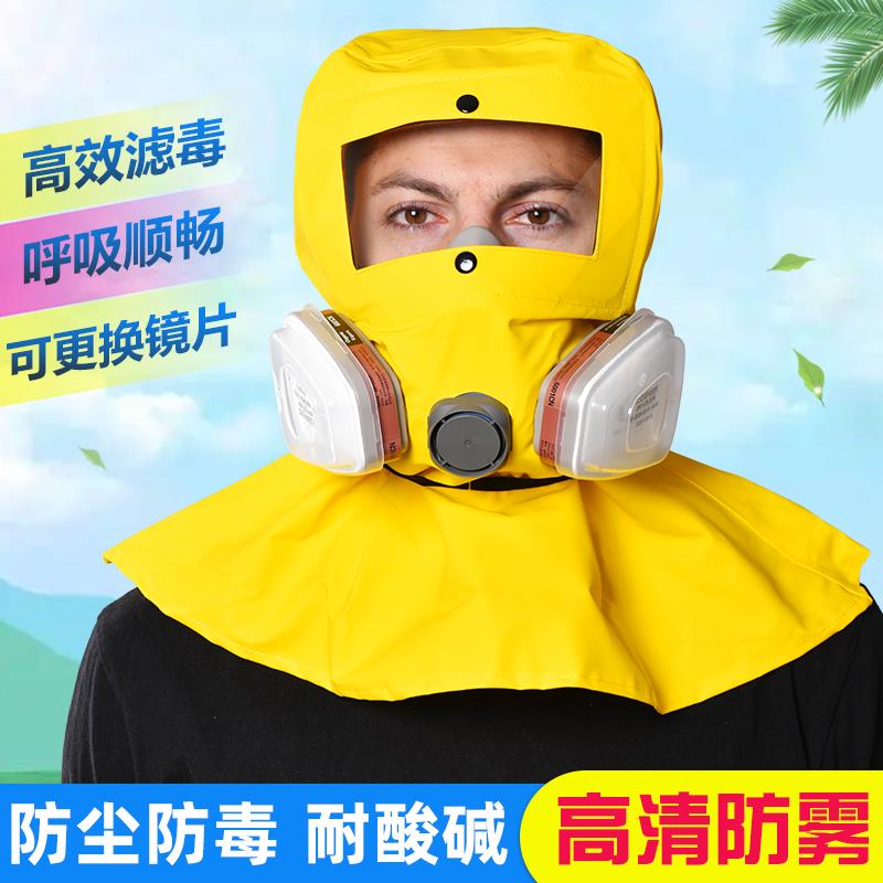 防尘防毒头罩 喷漆打磨装修耐酸碱防油防飞溅头套 防毒全面罩