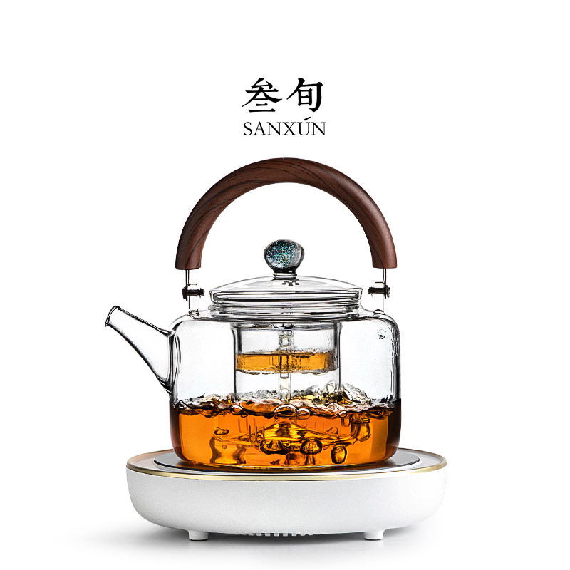 叁旬玻璃煮茶壶煮茶器家用小型电热茶炉电陶炉大容量养生壶烧水壶