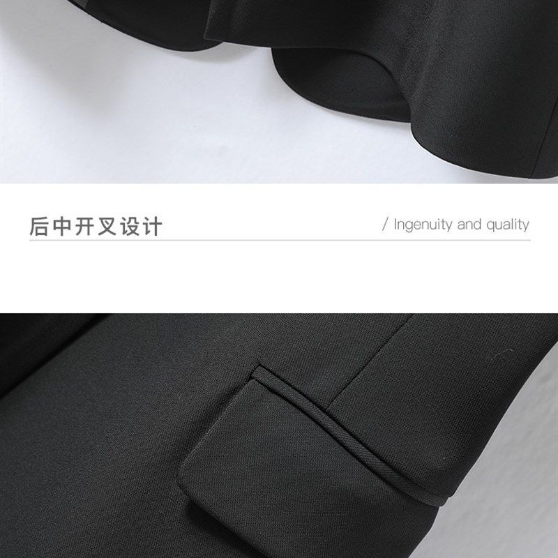 黑色西装马甲女外套二八月春装新款开叉收腰修身显瘦外穿西服马夹