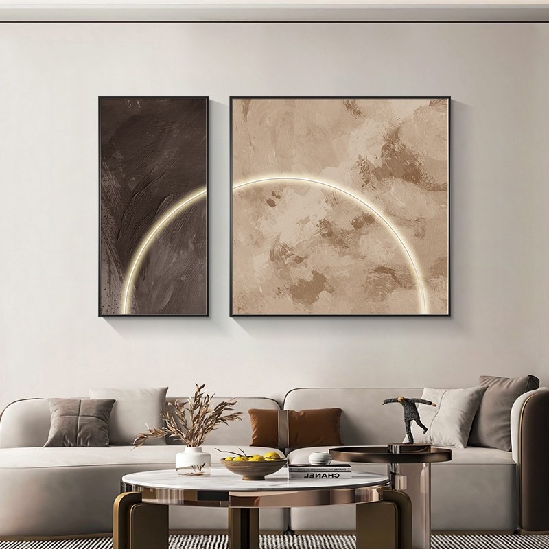 灰绿 公寓装饰画艺术壁画客厅沙发背景墙挂画侘寂风色彩大气网红