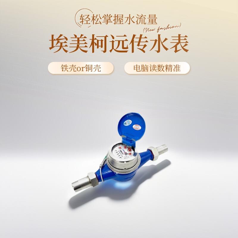 埃美柯远传发讯水表横式干式直读铁壳铜壳脉冲表电脑读数2芯线3芯