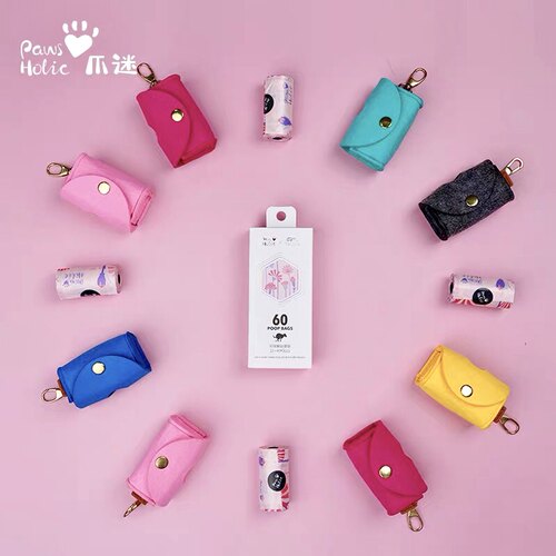 PawsHolic爪迷狗狗拾便袋加厚可降解环保宠物户外便携拾便器挂包