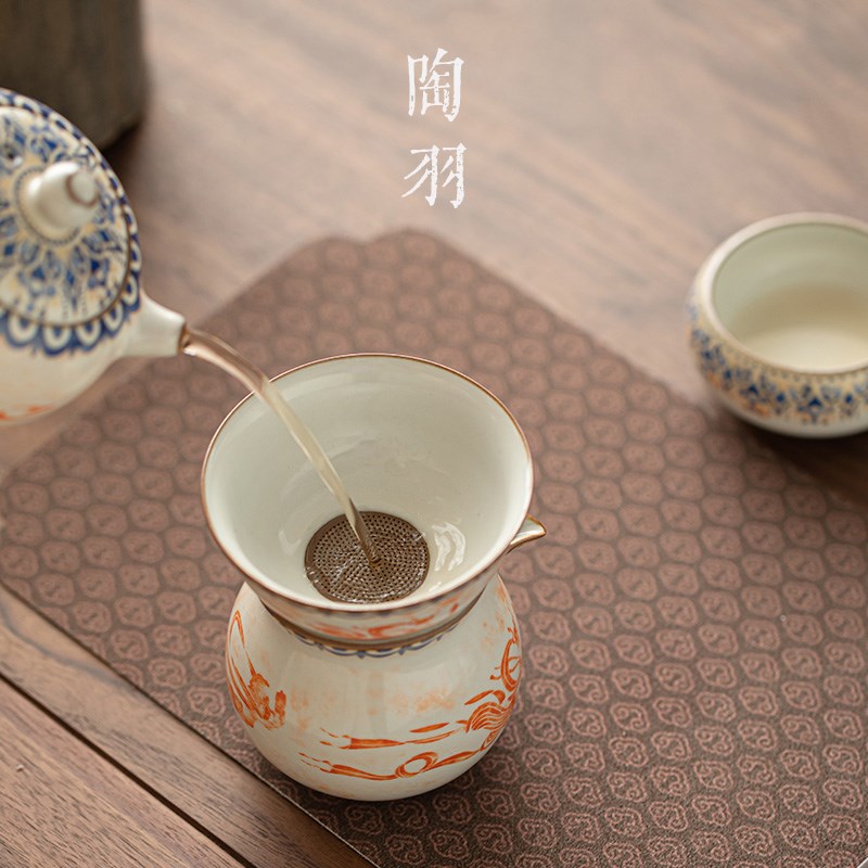 汝窑敦煌飞天茶漏泡茶滤茶器茶叶过滤网创意陶瓷茶隔茶滤茶具配件