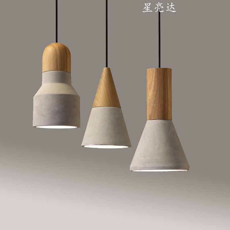 loft北欧工业风木头水泥吊灯吧台火锅店奶茶店咖啡厅卧室床头吊灯