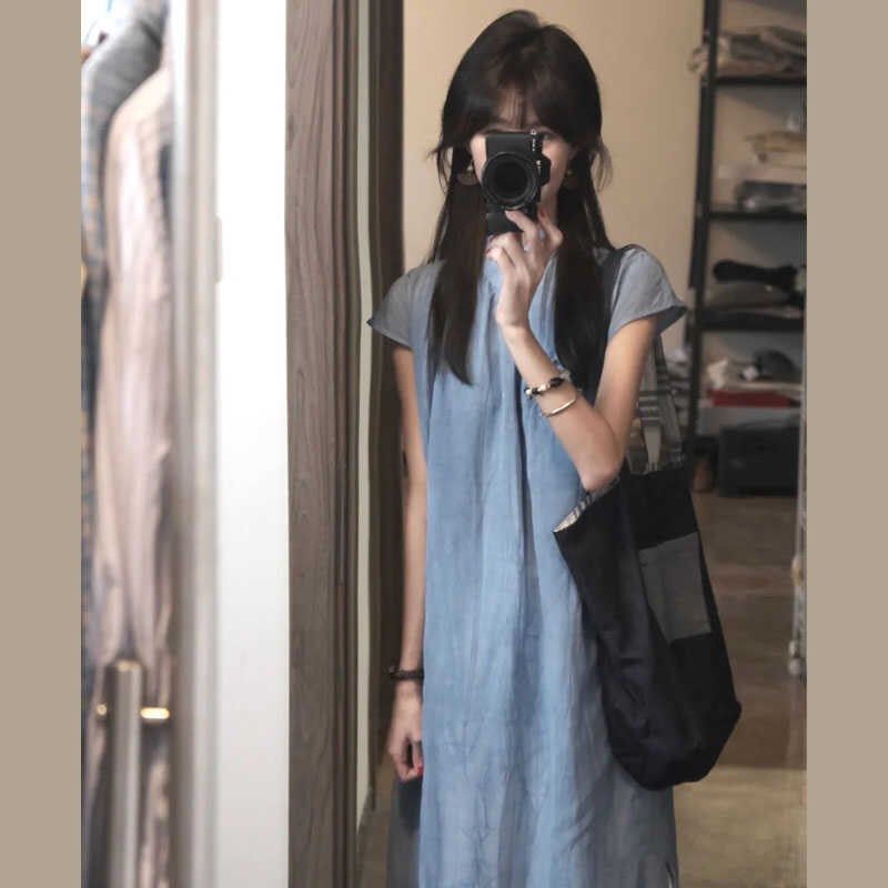 新中式文艺女夏季新款改良旗袍国风显瘦立领盘扣气质中长连衣裙子