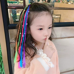 小熙瓜儿童炫彩马尾假发脏辫子彩色编发绳爵士舞头发表演舞台造型