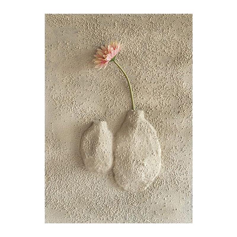 侘寂风立体浮雕客厅装饰画高级感高档砂岩花瓶壁画入户玄关挂画