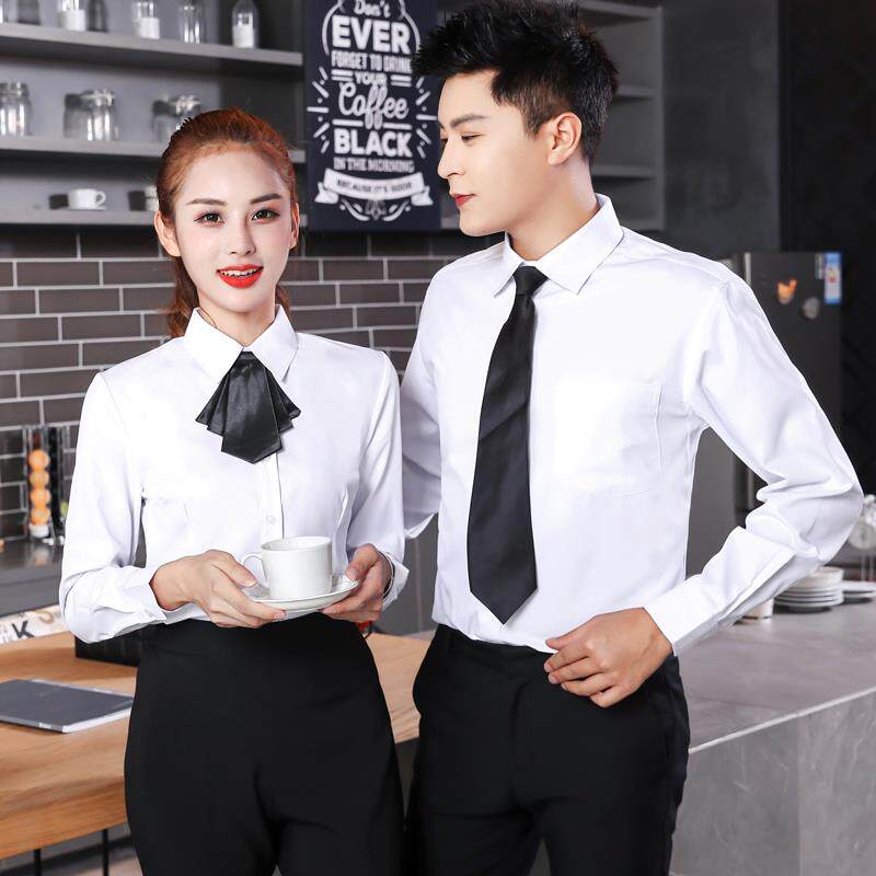 酒店服务员工作服男女长袖秋冬装餐饮咖啡店网咖蛋糕店收银员衬衣