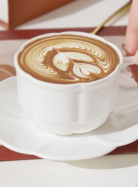 骨瓷纯白咖啡杯子高档精致陶瓷咖啡杯碟器具配勺子印字定制logo