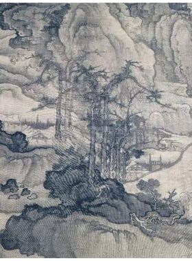 1:1北宋郭熙秋山行旅图古代山水字画立轴高清复制客厅玄关装饰画