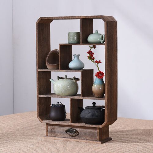 实木茶杯架茶具展示置物架抽屉博古架茶壶架茶宠墙台面多宝格台面