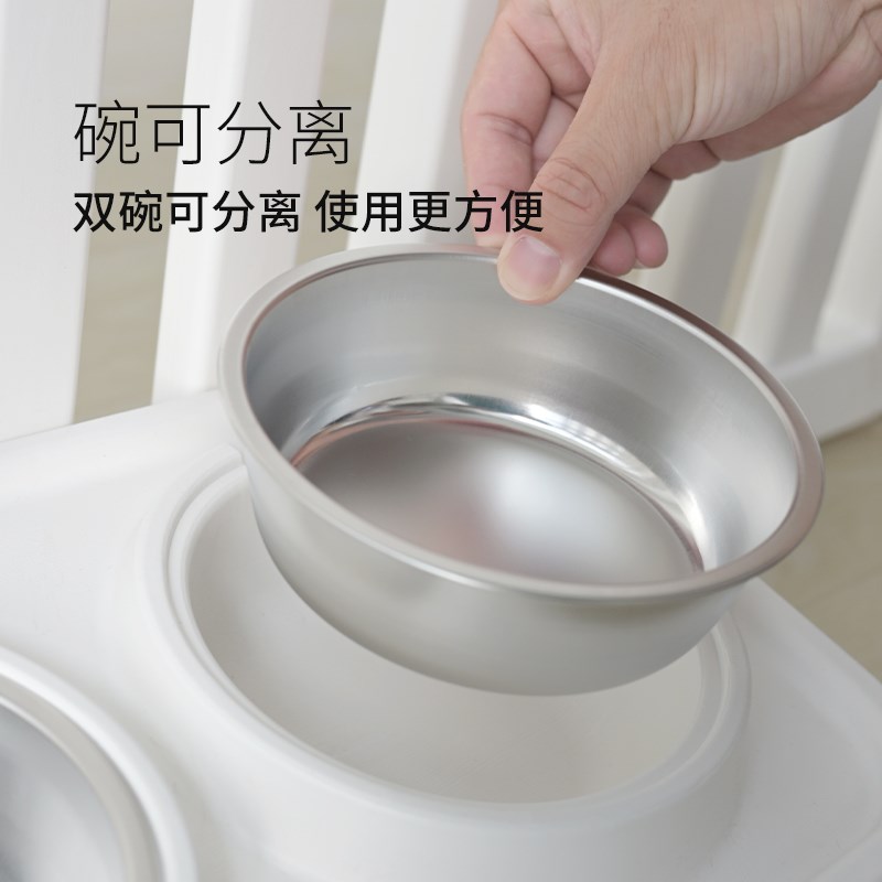猫碗狗碗宠物围栏饮水食盆可固定防打翻不锈钢双碗一体宠物喂食碗