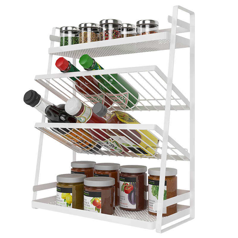 厨房调料置物架不锈钢台面分层调料放瓶子调味料油壶式罐斜架