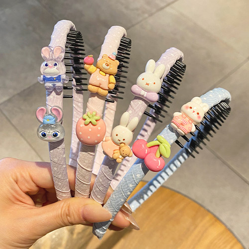 女童防滑带齿洗脸发箍