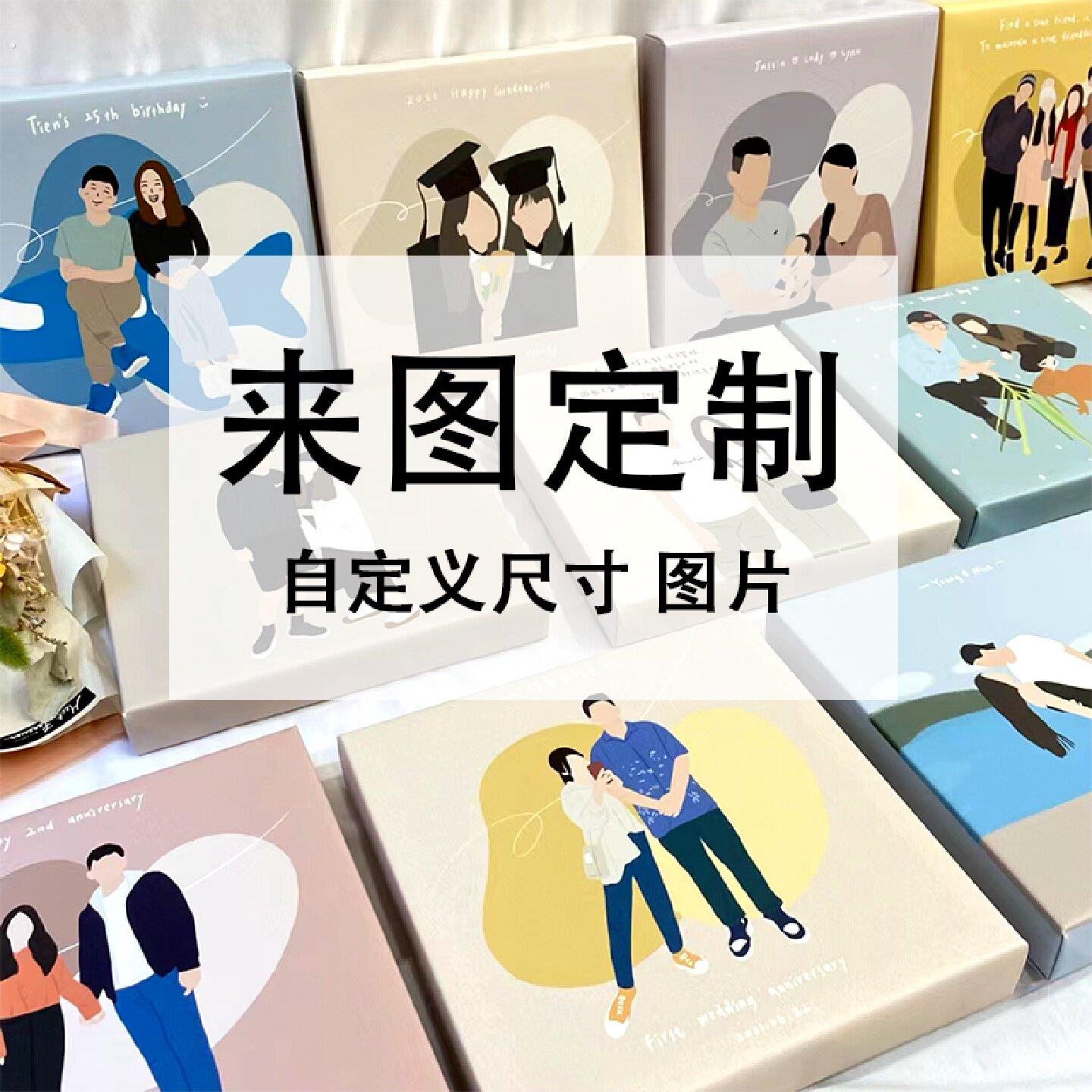 高清打印油画布挂画定做婚纱照片海报艺术微喷来图定制装饰无框画