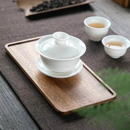 胡桃木托盘长方形日式家用客厅干炮茶盘茶杯木托盘酒店餐具商用盘